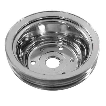 Strike3 R9607 283-350V Crankshaft Pulley for 1969-1981 Chevy Bel Air 5.0L-6.6L, Chrome ST777349