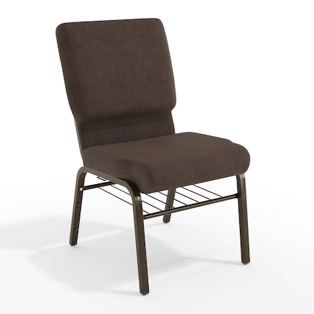 Flash Furniture Fabric Church Chair w/Book Rack, Brown XU-CH-60096-BN-BAS-GG