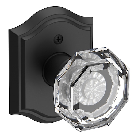 Baldwin Half Dummy Crystal Knob and Traditional Arch Rose Satin Black Finish HDCRYTAR190