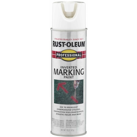 Rust-Oleum Professional Inverted Marking Spray Paint, White, 15 oz 2592838