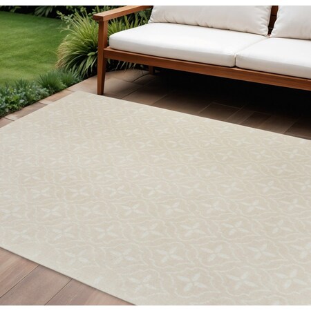 Homeroots 8' X 10' Beige And Ivory Geometric Indoor Outdoor Area Rug 573068
