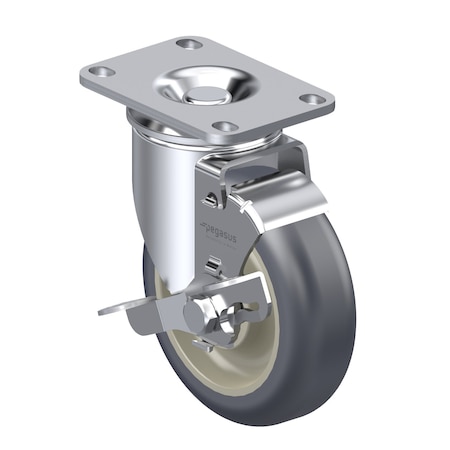 Pegasus Cstr, Swvl Plat, Gray Urethane, 275 lb., Brk P12S-UP040B-12-WB