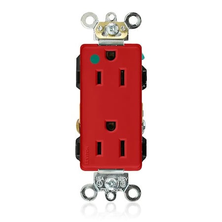 Leviton PlugsandReceptacles, 15A, 125VAC, Red, Nylon 16262-HGR