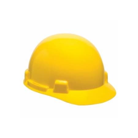 Msa Safety SmoothDome Slotted Hard Hat Cap Style, 4-Point Fast-Trac III, Yellow 454-10074069