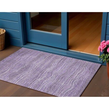Homeroots 3' X 5' Purple And Lavender Abstract Washable Indoor Outdoor Area Rug 618286