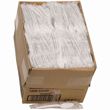 Pactiv Evergreen Fieldware Cutlery, Individually Wrapped, Mediumweight Spoon, Plastic, White, 1000PK FKSWCH