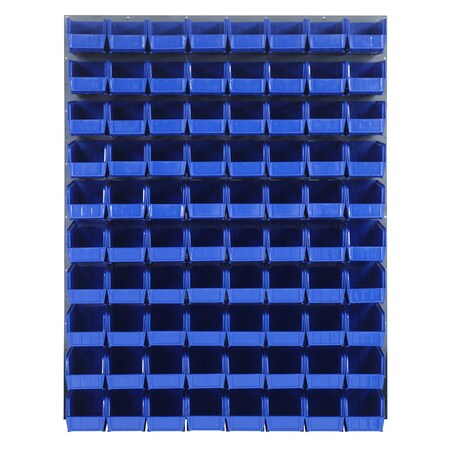 Quantum Storage Systems 48X61 GRAY LOUVERED PANEL WITH BINS BLUE QLP-4861-230-80BL
