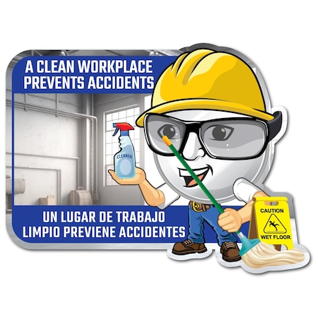 Se-Kure View 23'' W X 15'' H ''A Clean Workplace Prevents Accidents'' Bilingual Mirror BSM303-M