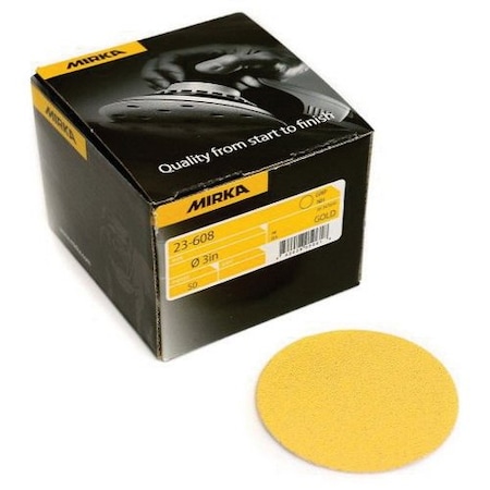 Mirka Abrasives 23608080 23 Series Semi-Open Coated Grip-On Sanding Disc, 3 in, P80 Grit, Aluminum Oxide-50 pieces 23-608-080