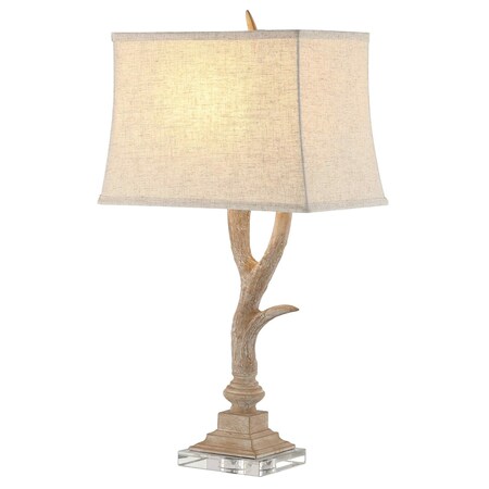 Jonathan Y Antler 29.5" Rustic Resin/Crystal LED Table Lamp, Beige/Clear JYL6306B