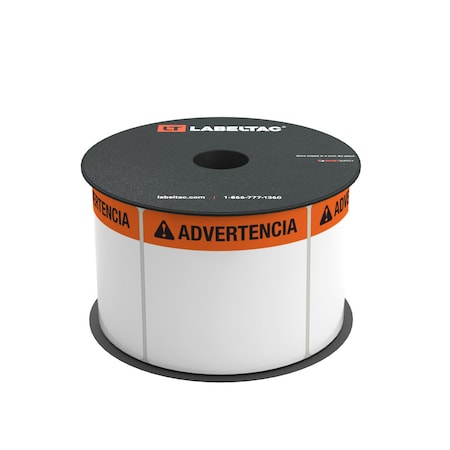 Labeltac Die-Cut Advertencia, Warning Labels Roll 4in x 4in, 200 labels per roll LT44WARN-SPAN