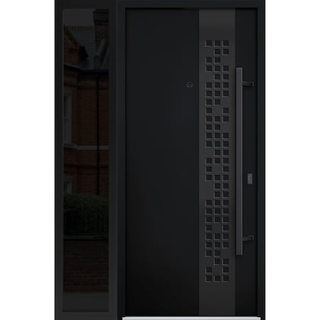 Vdomdoors Steel Door Deux 6078 Black Enamel Sidelight Exterior Window Sidelite Entry Door Painted W36+14xH80 DEUX6078EXD-BLK-W36+14 x H80-LH-I