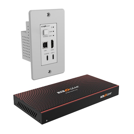 Bzbgear 4K UHD 18Gbps HDBaseT HDMI/USB-C/KVM Wall Plate Transmitter and Receiver Kit up to 230ft BG-EXH-70UWP-W