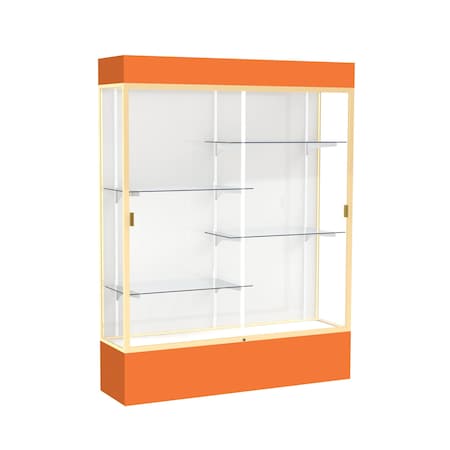 Ghent Lighted Floor Display Case 60x80x16, White, Champange 3175WB-GD-OR