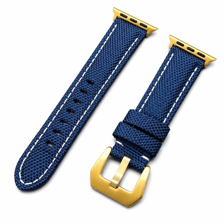 Elegani Canvas Watch Replacement Band Compatible with Apple Watch 41mm, Blue/White CVSP-BLUWHT-41mm