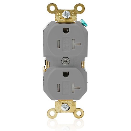Leviton PlugsandReceptacles, 20A, 125VAC, Gry, Nylon 5362-SGG