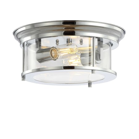 Jonathan Y Lauren 13.25" 2-Light Metal/Glass LED Flush Mount, Chrome JYL7446C