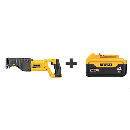 Dewalt Cordless Reciprical Saw, 3000SPM, 20V DC, Battery DCS380B/DCB204