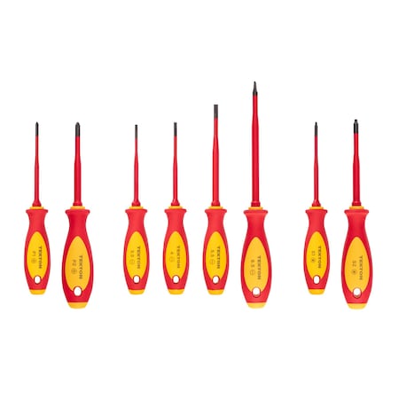 Tekton Phillips, Slotted, Square Insulated Screwdriver Set, 8-Piece (#1-#2, 3.5-6.5 mm, #1-#2) DVZ90000