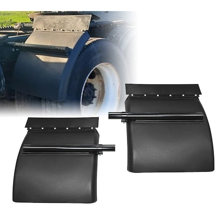 Mytee Products Set of 2 Pcs 24in x 24in Semi Truck Black Poly Quarter Fender with Mounting Hardware PQF-S-2424