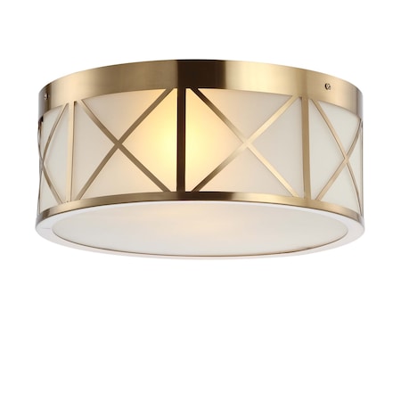 Jonathan Y Cadence 15" Drum Metal/Glass Flush Mount, Brass Gold JYL7454A