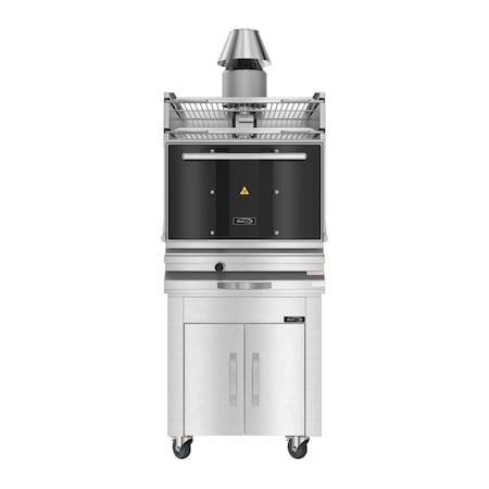 Koolmore 28.15 inch Stainless Steel Professional Charcoal Oven With Warming Racks And Bottom Cabinet KM-CHO28-SS-TRB