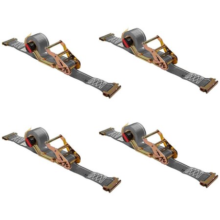 Mytee Products 4PK 2'x16ft E-Track Ratchet Tie-Down Straps w/Manual Rocker Winder 4500lbs BS, 4PK ETK-RS216RWx4