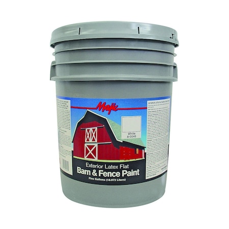 Majic Paints Barn and Fence Paint, Flat, White, 5 gal Pail 8-0046-5