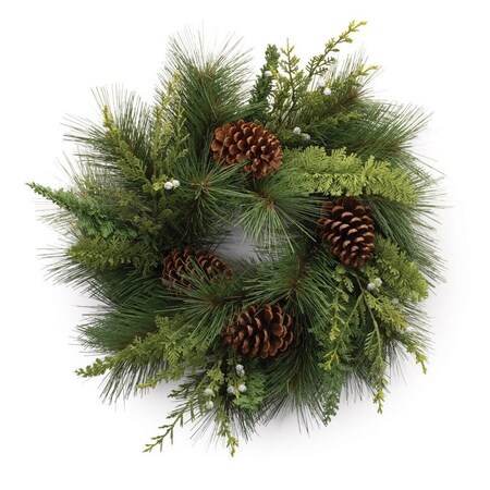 Homeroots 18" Green Christmas Pine And Pinecone Artificial Wreath 634629