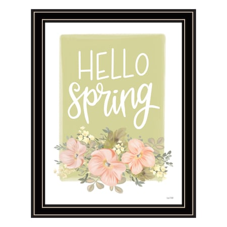 Homeroots Hello Spring Floral Black Framed Print Wall Art 529892