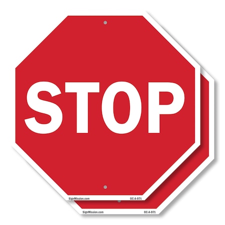 Signmission Stop, 10 inch X 10 inch, Aluminum Metal Signs, 2PK OC-A-2PACK-10-71