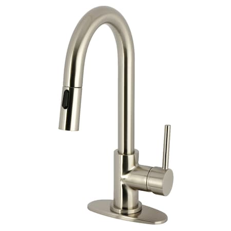 Kingston Brass Single-Handle Pull Down Sprayer Bar Faucet, Brushed Nickel LS2468DL