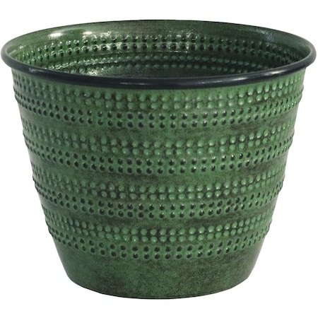 Robert Allen Cobblestone 4.75'' x 6.38'' x 6.38'' Metal Kale Green Planter MPT01582