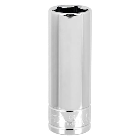 Perform Tool Socket 3/8 In Drive; 5/8 In; Standard; Deep Socket; 6 Point; Polished Nickel Chrome Plated; W38320