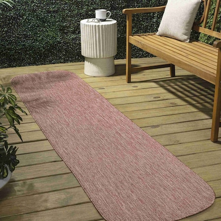 Jonathan Y Miles Modern Minimalist Radius Corner Solid Light Rose 2 ft. x 8 ft. Shaped Runner Rug SHP100E-28