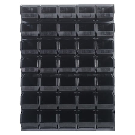 Quantum Storage Systems 48X61 GRAY LOUVERED PANEL WITH BINS BLACK QLP-4861-240-35BK
