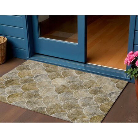 Homeroots 3' X 5' Taupe Beige And Gray Abstract Washable Indoor Outdoor Area Rug 577685