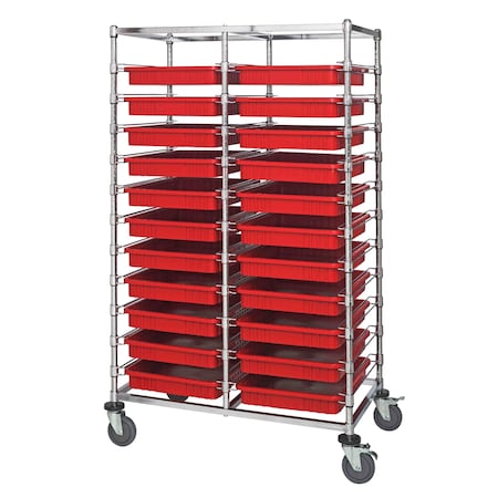 Quantum Storage Systems DOUBLE BAY BIN CART W/ DIVIDABLE GRIDS RED BC214069M2DRD