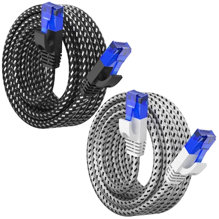 Maximm Cat6 Patch Cable 12ft, 2PK, Black/White, 2PK C6BRD-2PK-BW-12FT