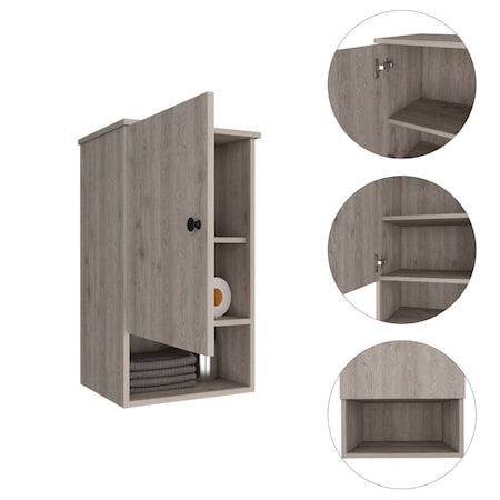 Homeroots 16" Light Gray Wood Floating Single Door Bathroom Vanity And Medicine Cabinet 479985