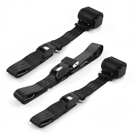 Geared2Golf Standard 2 Point Black Retractable Bench Seat Belt Kit for Chevy FS Blazer 1969-1972 - 3 Belts GE1555075