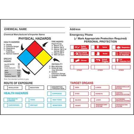 Accuform SAFETY LABEL NFPA CHEMICAL LZN205