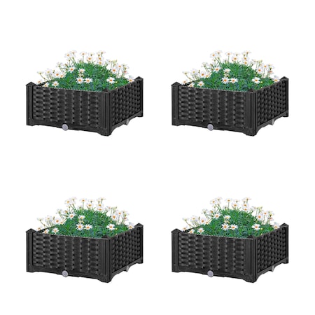 Gardenised Raised Garden Bed Screwless Planter Bed, set of 4 QI003892.NL.4