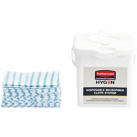 Rubbermaid Commercial Disposable Microfiber Cleaning Cloths, 12 x 12, White/Blue Stripe, PK600 2134283