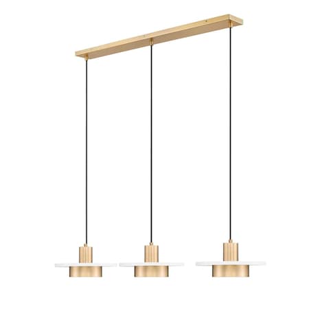 Z-Lite Ludo Matte White + Modern Gold 3 Light Linear Chandelier 829P12-3L-MW-MGLD-LE