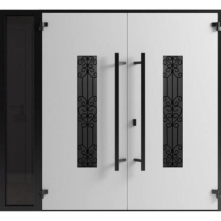Vdomdoors Front Exterior Prehung Aluminum Double Doors Ronex1205 Bronze Oak 1 Sidelight Mirrored Clear Glass RONEX1205DEXD-OAK-W72+14xH80-LH-O