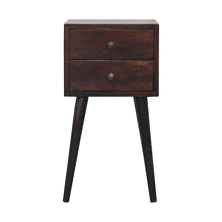 Homeroots 22" Brown Solid Wood Square Two Drawer Nightstand 651787