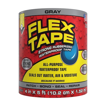 Flex Seal Repair Tape, 5 ft L, 4 in W, Gray TFSGRYR0405
