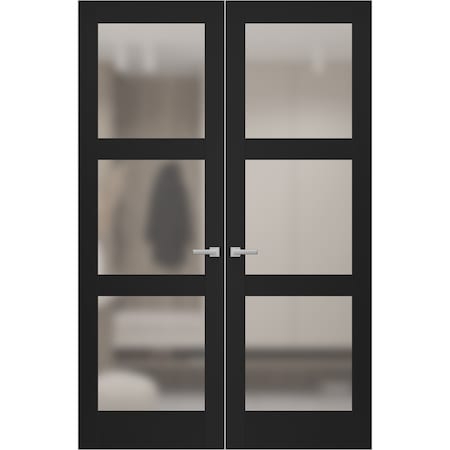 Sartodoors Hidden Double Doors, Lucia 2552 Matte Black Concealed Metal Frame 60 x 96 (2* 30x96) Right-hand Out LUCIA2552DMF-BLK-60x96-RH-O