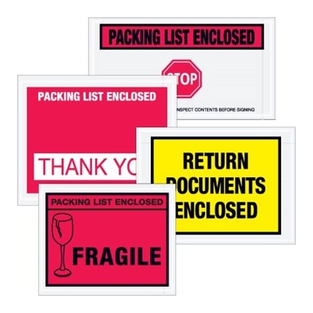 Bubblefast 5 1/2 x 10'' Red ''Packing List Enclosed'' Envelopes, 1000PK BFPL469